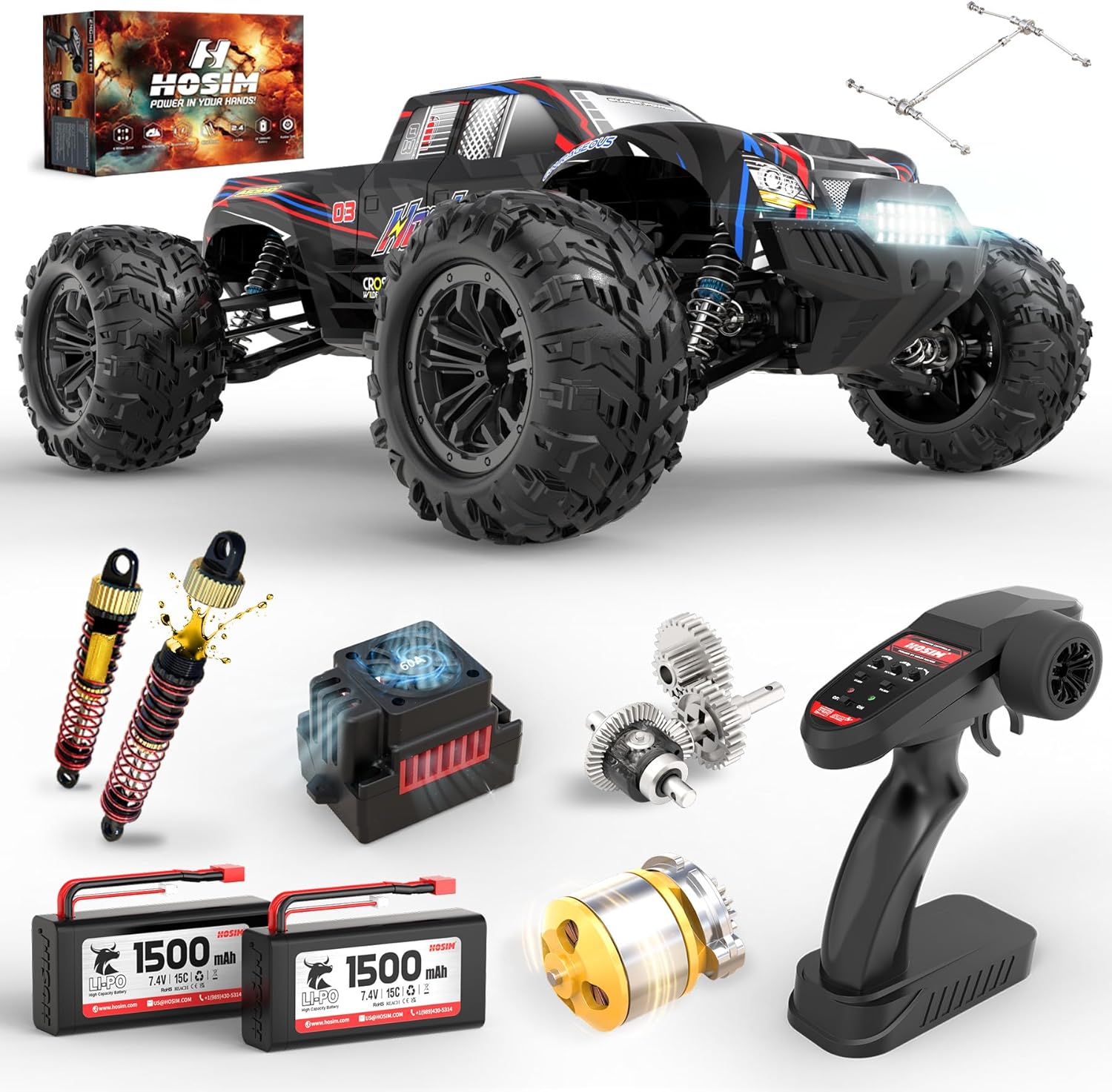 Rc Hobby Grade Monster Truck - Camion monstre RC sans balais 60+